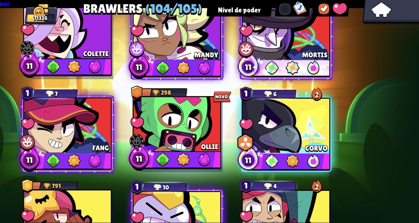 CONTA BRAWL STARS 2019 70k TROFÉUS OG 104/105 BRAWLERS