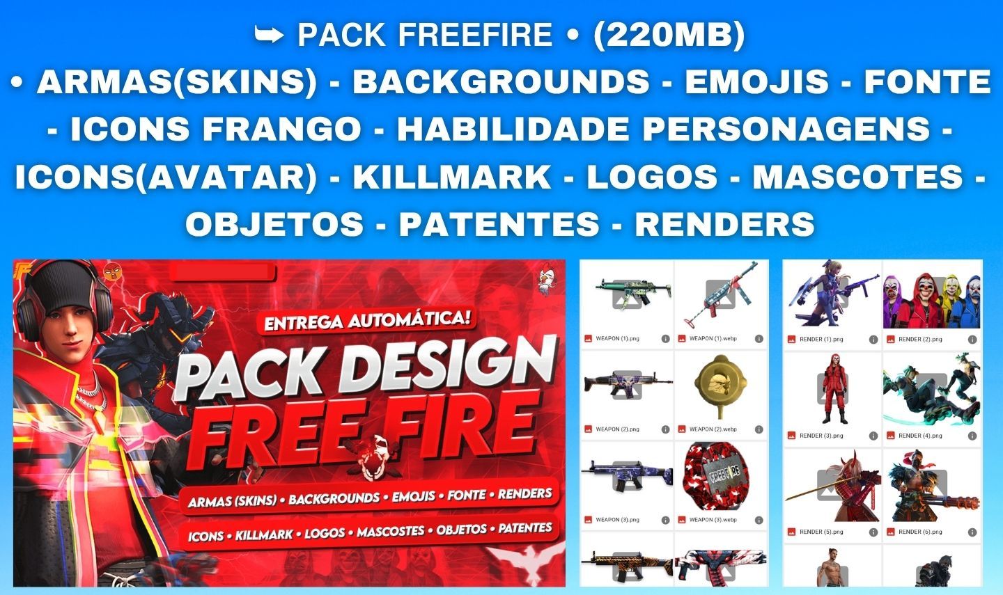 PACK DESIGNS (PSD & PNG) [ARTES EDITÁVEIS E PACK FREE FIRE]