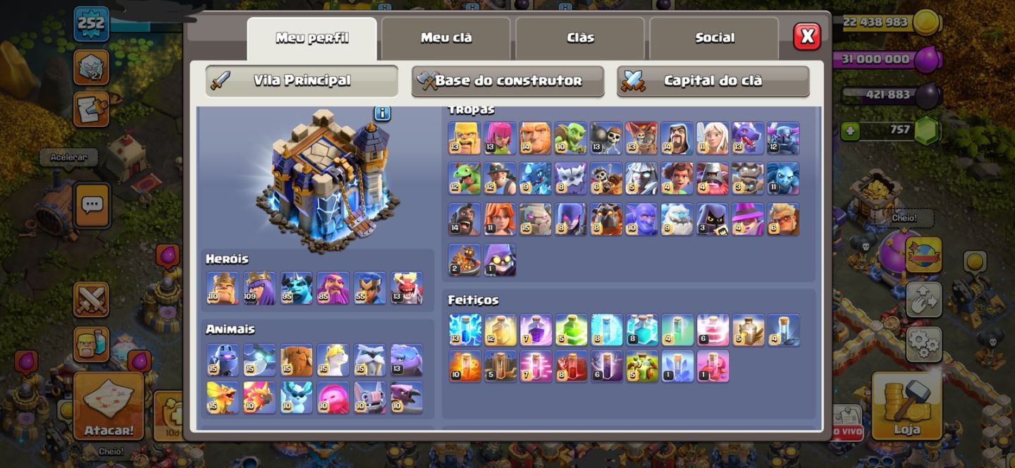 Conta Clash of Clans Cv 18 bem upada com dadosa