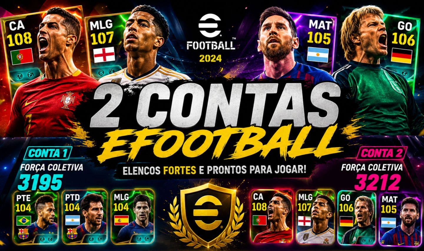 2 CONTAS eFOOTBALL | 3195 + 3212 FORÇA | MESSI, CR7 108, BELLINGHAM 107