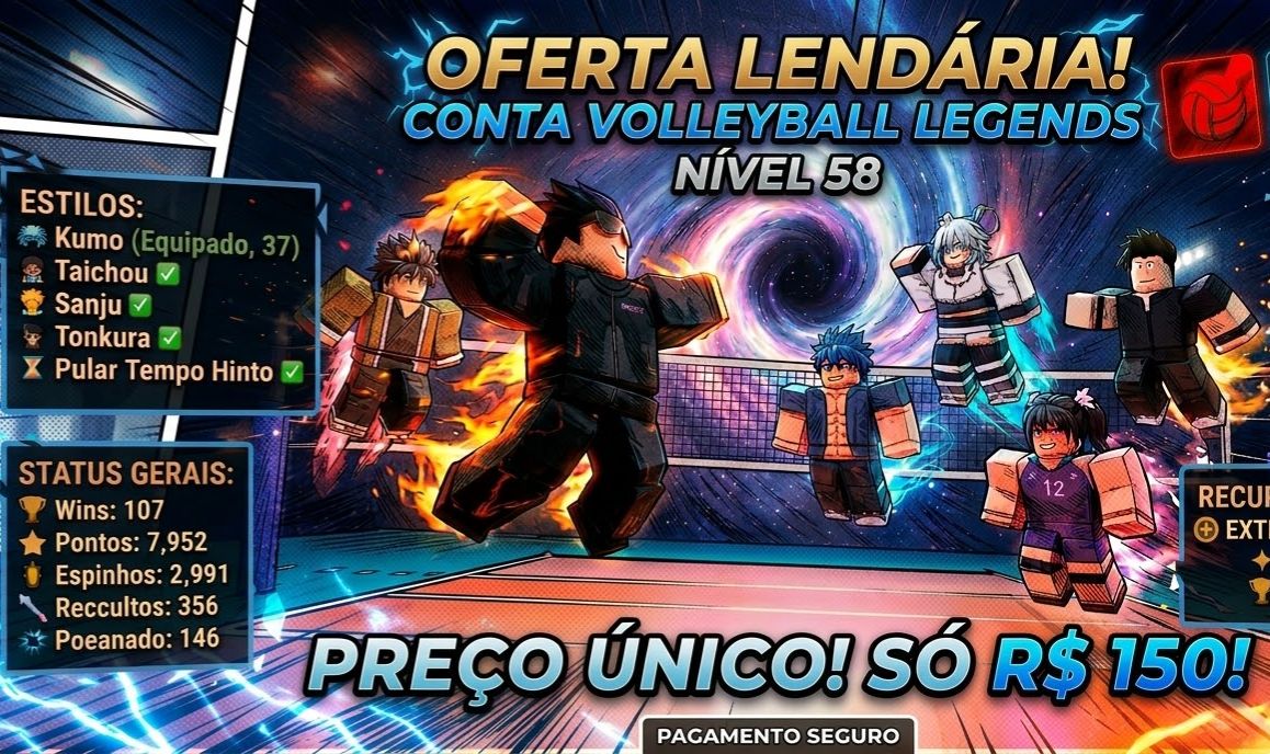 CONTA VOLLEYBALL LEGENDS | NÍVEL 58 | KUMO, TAICHOU, SANJU |+ 146 GIROS