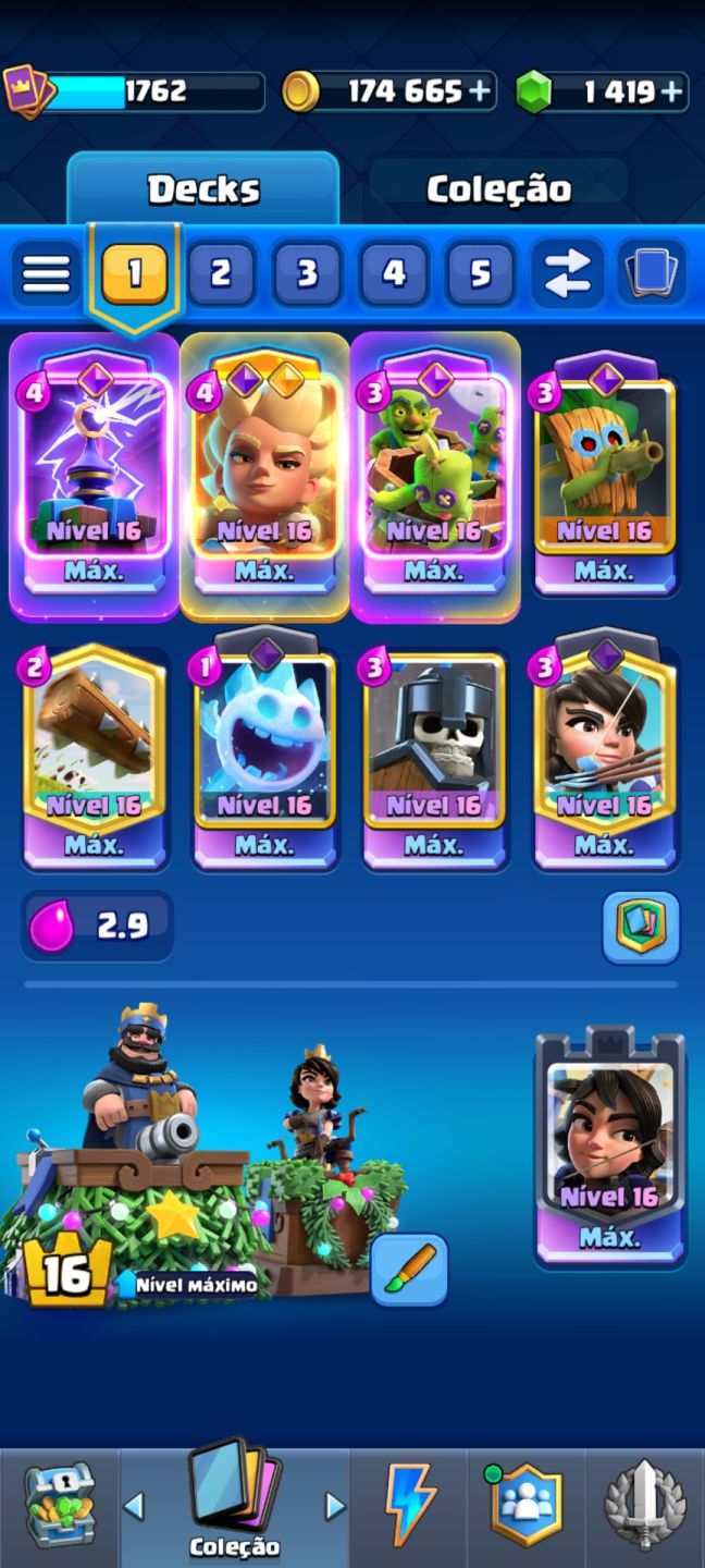 [IMPERDÍVEL] CONTA CLASH ROYALE COM 2 DECKS FULL 16 [12K troféus]