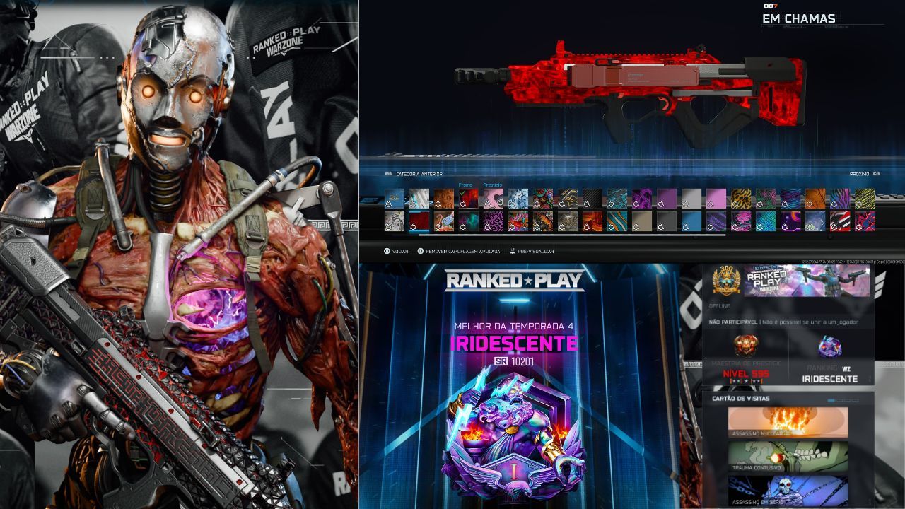 SKIN IRIDESCENTE (SEASON 4) + EDIÇÃO COFRE + BLACKCELL TEMPORADA 1 e MUITO +