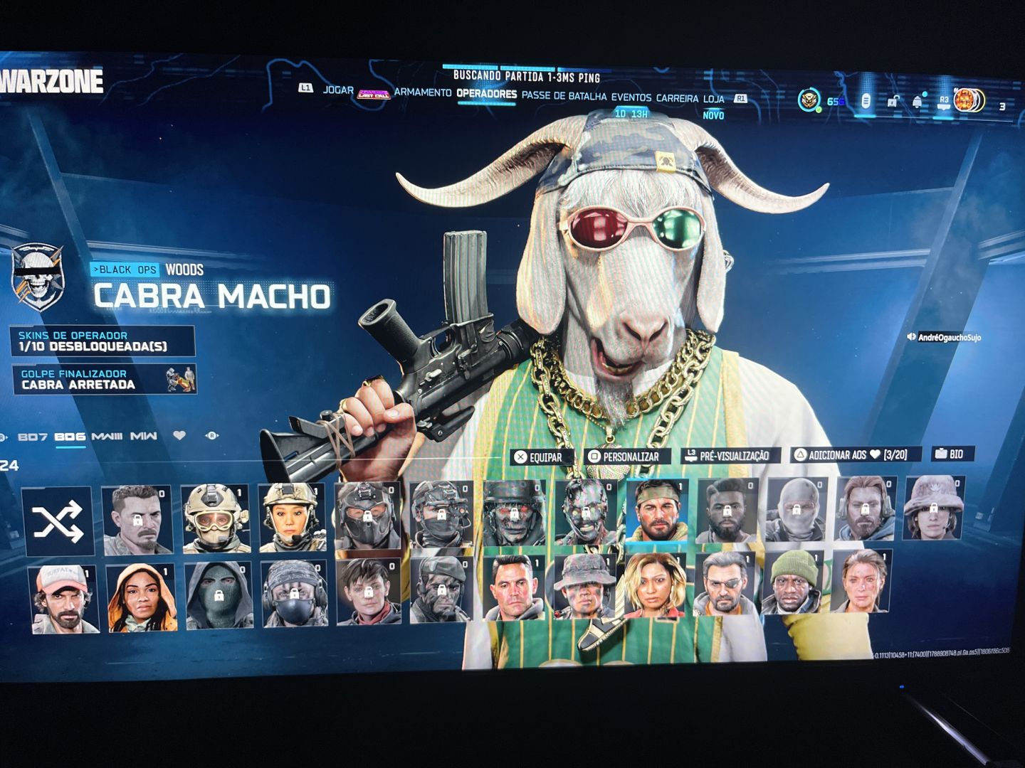 Conta de call of duty com várias skins e camuflagens