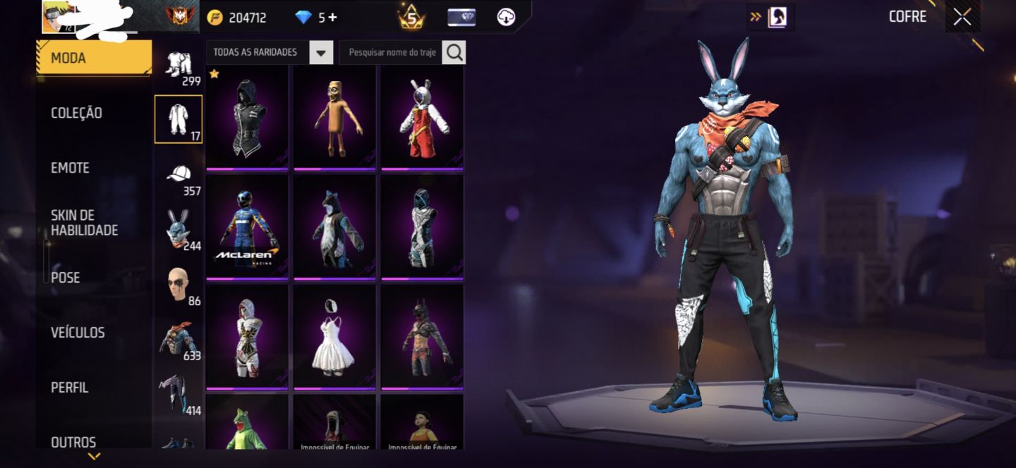 FREE FIRE PRIME 5 | 633 PEITORAIS | 414 CALÇAS | MUITO COISA RARA NA CONTA