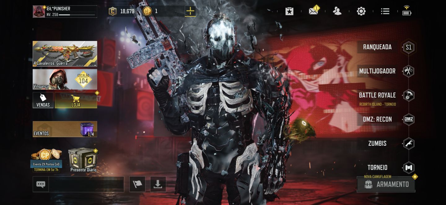 Conta call of duty mobile com personagem e armas mítica