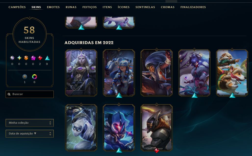 [Entrega Automática] Conta Lol Ouro, 58 Skins, 2 Lendárias, Lvl 78, Upada na Mão