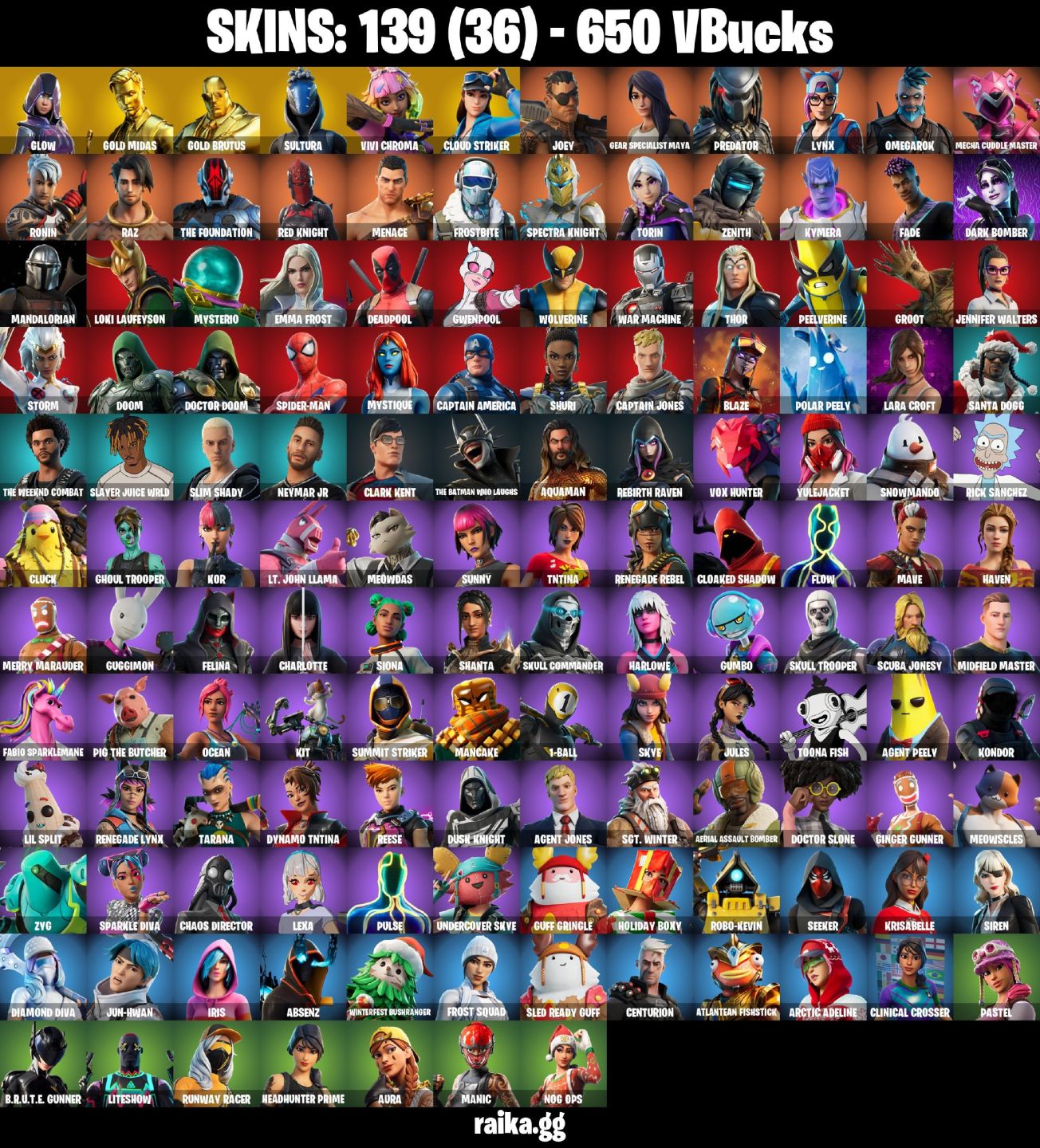 139 skins Glow Gold Midas Gold Brutus Sultura Vivi Chroma Cloud Striker 650 VB