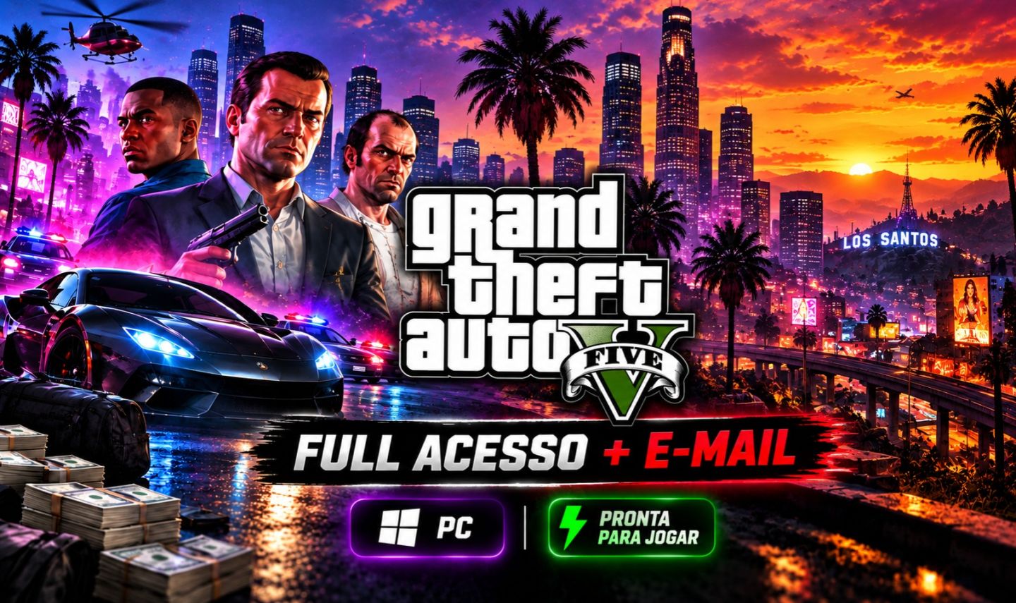 GTA 5 ONLINE | CONTAS FULL ACESSO + EMAIL | KEY ROCKSTAR PC | PROMOÇÃO