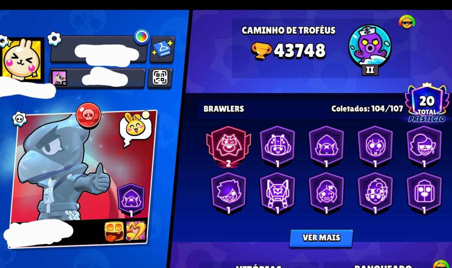 CONTA BRAWL STARS DE 2019 | 43.748 TROFÉUS | 104 BRAWLERS | 20 PRESTÍGIOS