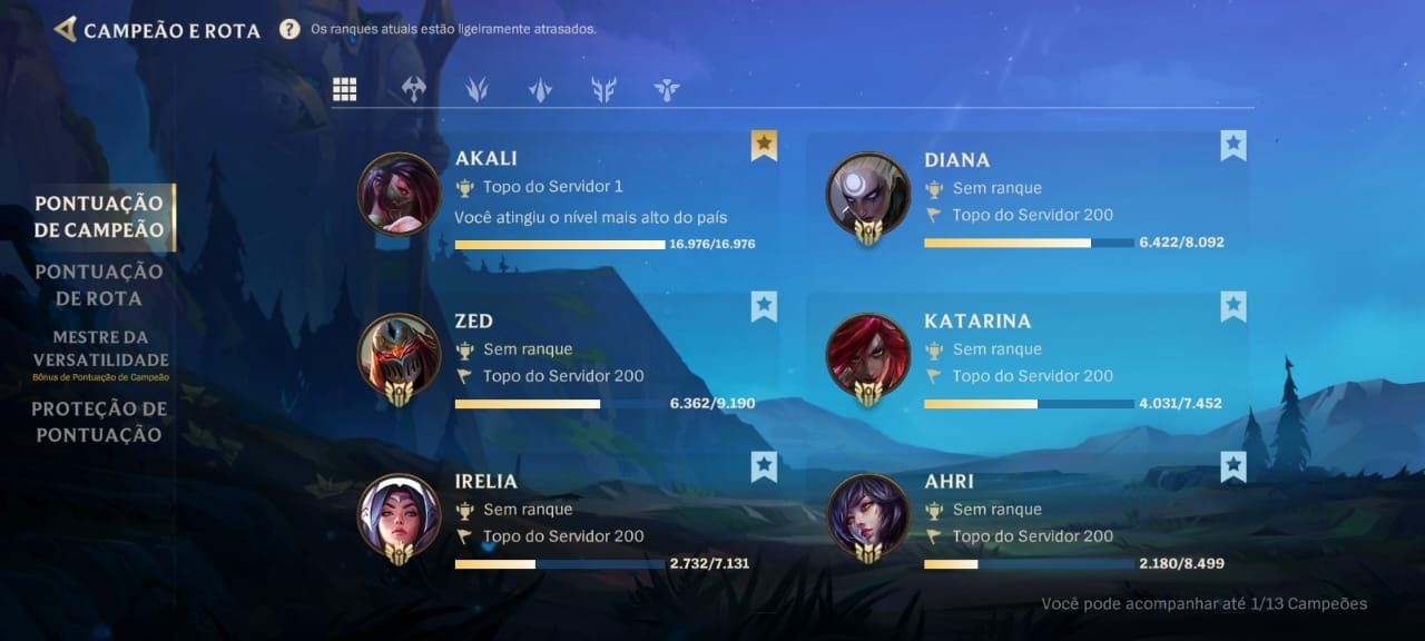 Conta Raríssima - Top 1 Akali do Servidor/ Elo atual Monarca