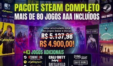 CONTA STEAM COM +R$ 5.000 EM JOGOS | GTA V, RE4, RE2, Spider-Man 2, God of War..