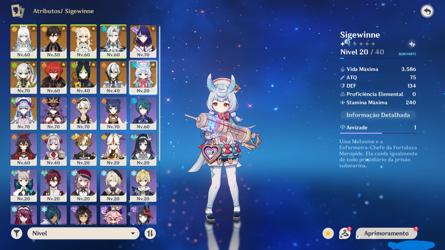 Conta Iniciante Genshin AR49, 11 personagens 5 estrelas