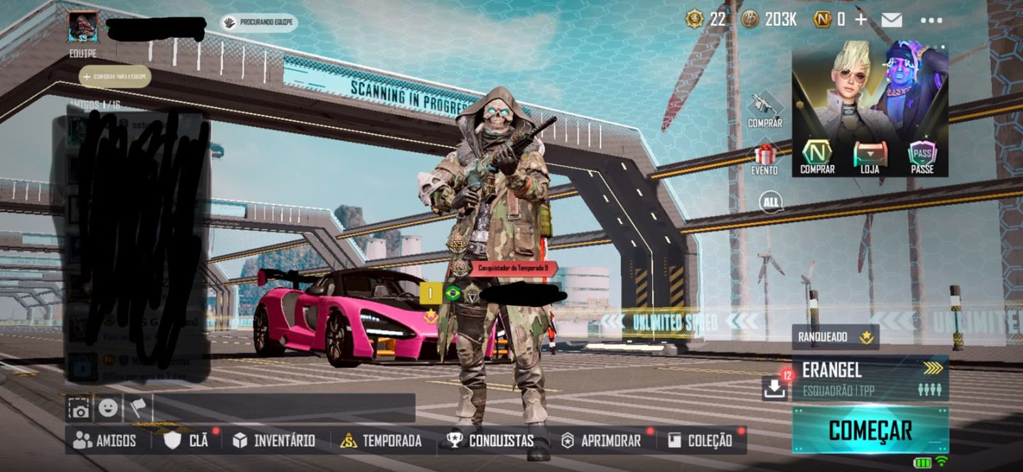 CONTA PUBG: (NEW STATE MOBILE) CONQUISTADOR S9 + McLAREN + M416 NÍV. 7