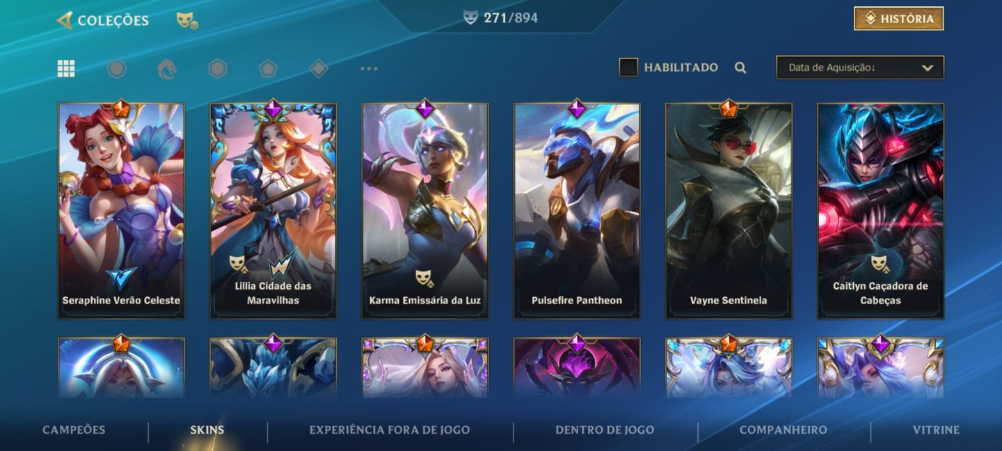 CONTA WILD RIFT NV 248, 271 SKINS (COM SKINS LIMITADAS), ÍCONES E ETCS