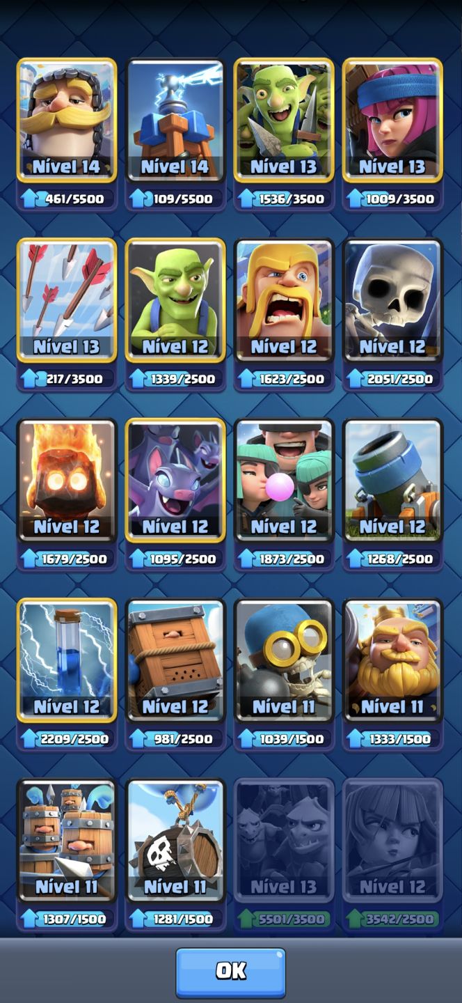 Conta de clash royale 9867 troféus, 3 heróis + 6 campeões e 8 evoluções
