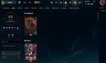 Full Acesso - 62 Skins - 160 Campeões - Level 215 - 52 Mil Essencia Azul