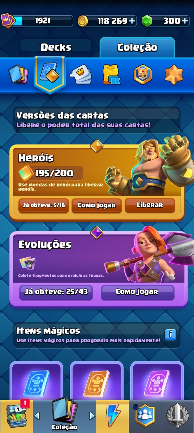 Conta de Clash Royale, arena sazonal 1 (penúltima arena) + brinde conta de Brawl