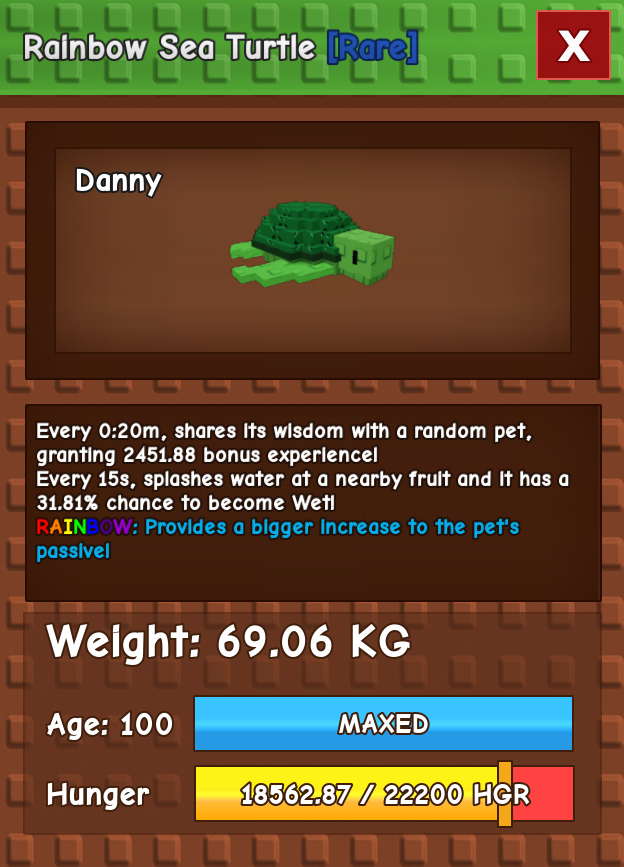 HUGE (GIGANTE) RAINBOW SEA TURTLE LVL 100