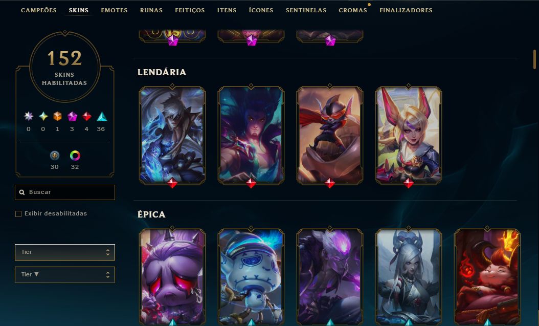 CONTA LOL | 152 SKINS | SEASON 2019