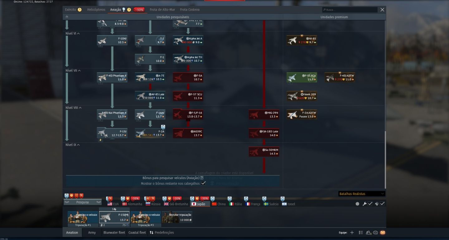 Conta de War Thunder LVL 100 Top tier em 4 nações /MIG23ML