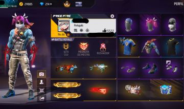 Conta free fire gemada rara com cabelo rosa do mandela barbinha punho troca nick