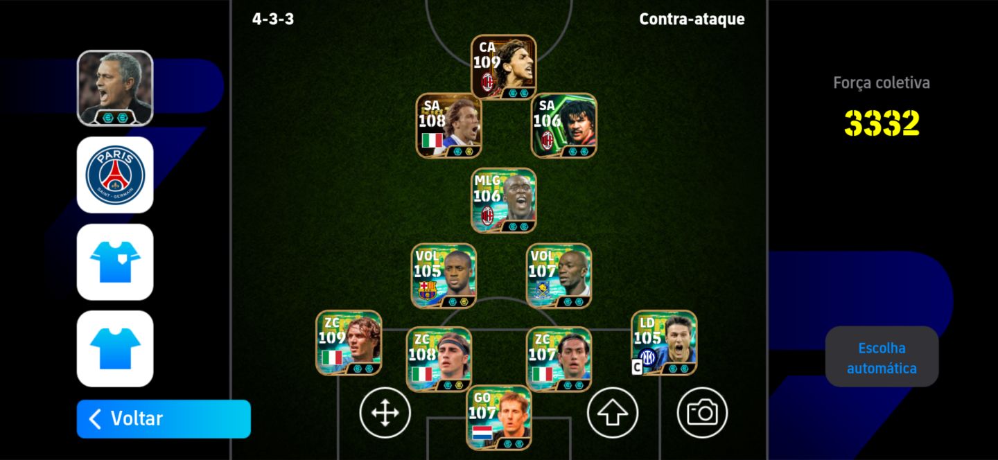 Conta eFootball Mobile Messi + CR7 + Del Piero Elenco Forte.