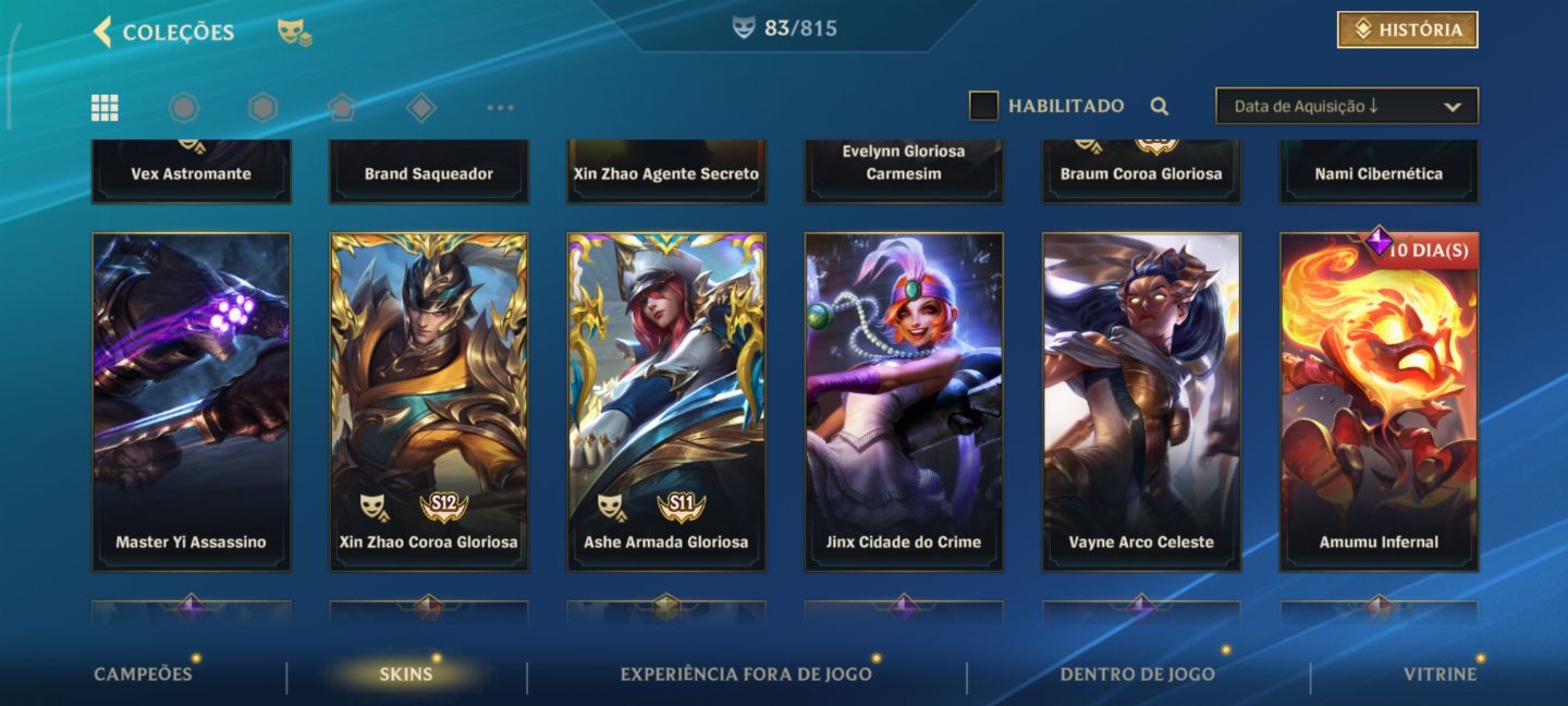 Conta lol com ótimas skins