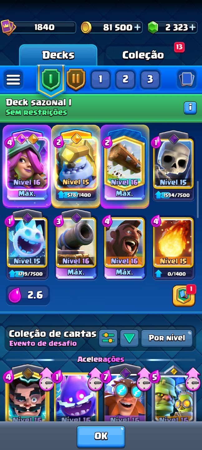 Conta de Clash Royale + Brawl Stars na última arena