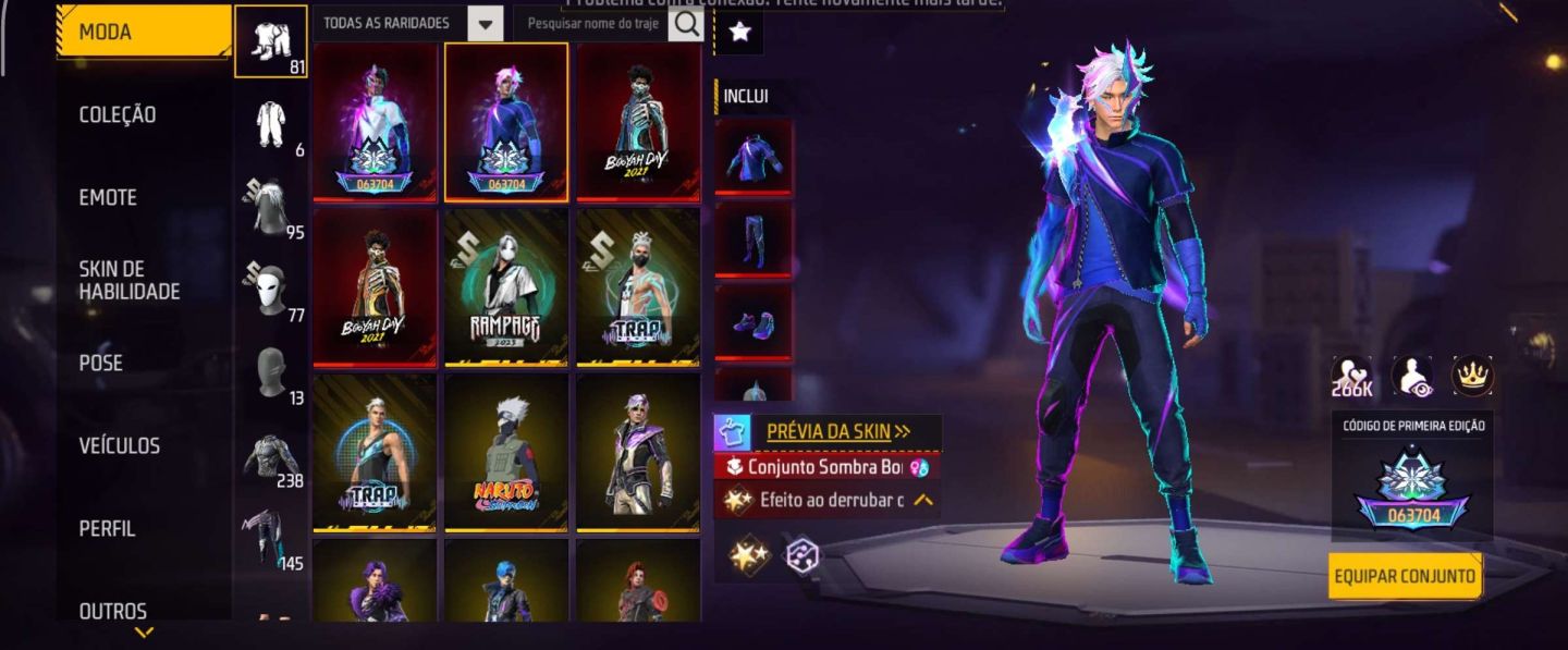 CONTA FREE FIRE À VENDA RARA