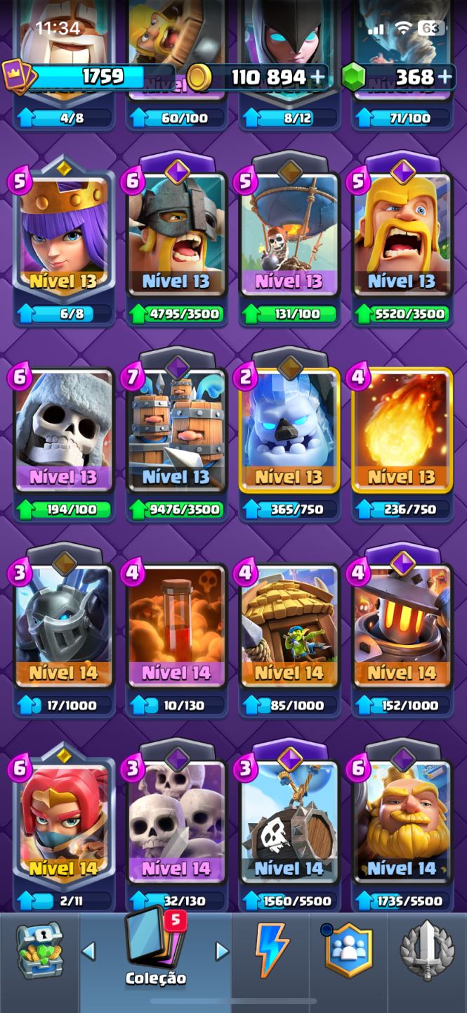 CONTA CLASH 5 ANOS + CARTAS FULL