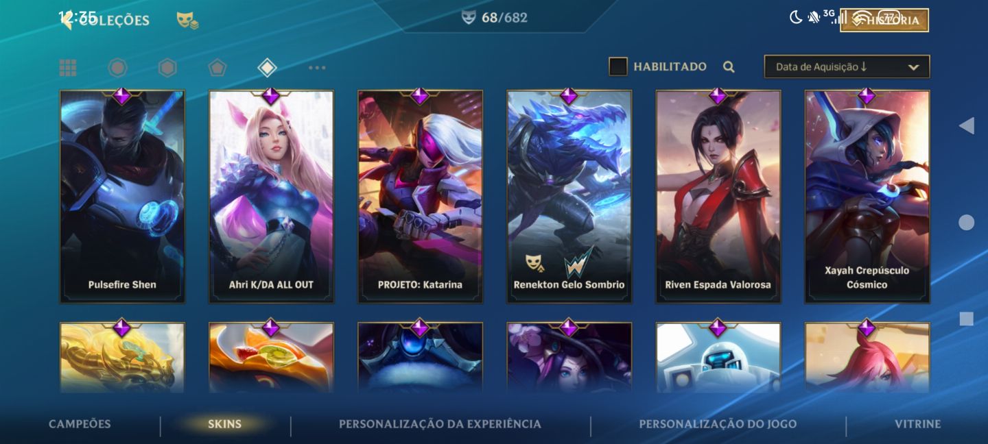 Conta Wild Rift 68 skins, 88 campeões