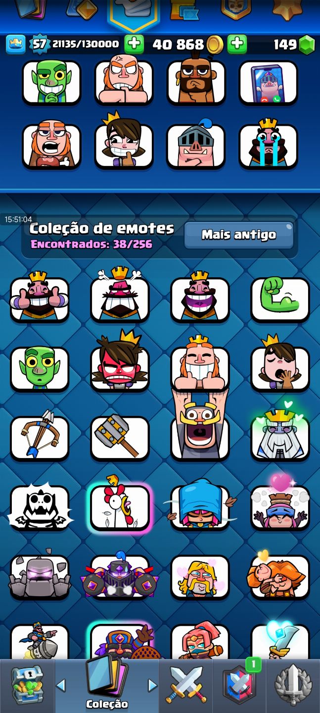 CONTA DE CLASH ROYALE LVL 57 | EMOTES RAROS | 10,171K TROFÉUS | 20 EVOS, 49 HERO