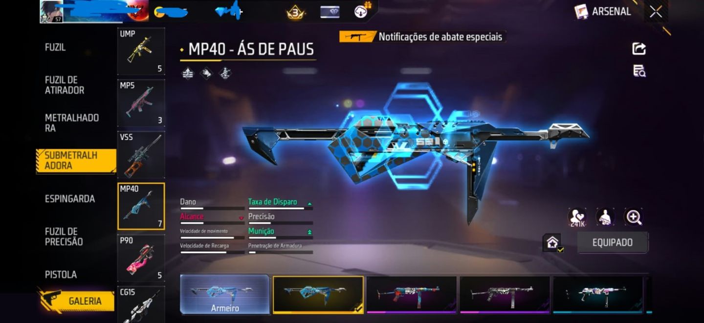 CONTA FREE FIRE | SOMBRA ROXA + BLUE LOCK