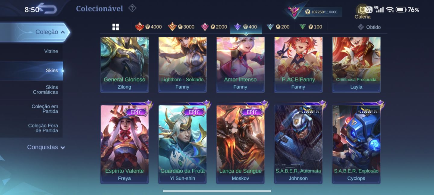 Conta Collabs Mobile Legends
