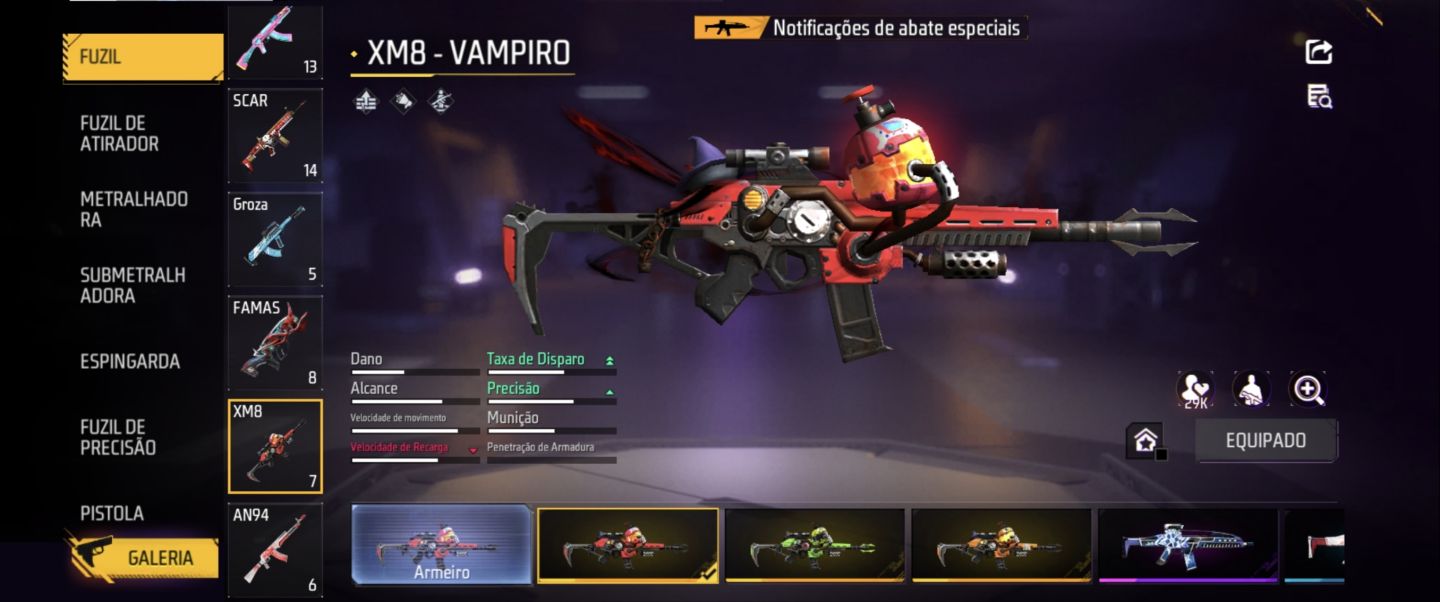 CONTA DE FREE FIRE MUITO GEMADA UMP E XM8 2 VELOCIDADE