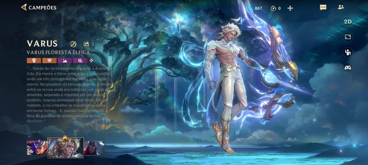 Conta Wild Rift Skin Nova do Varus 366 skins
