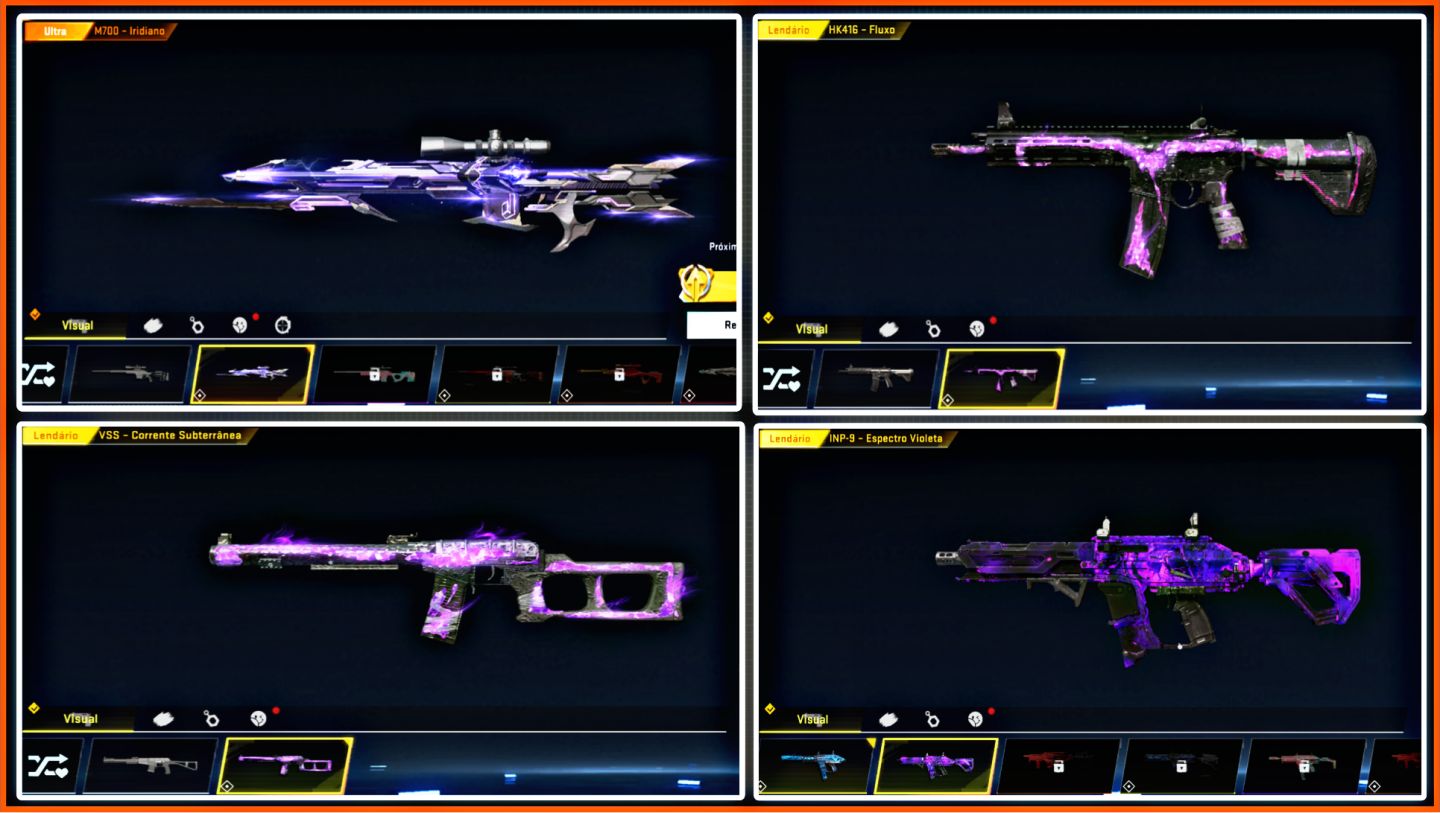 Conta Blood, Bastão, Chinelo, Skins de armas Eterna e Ultra, Skins de Strikers +