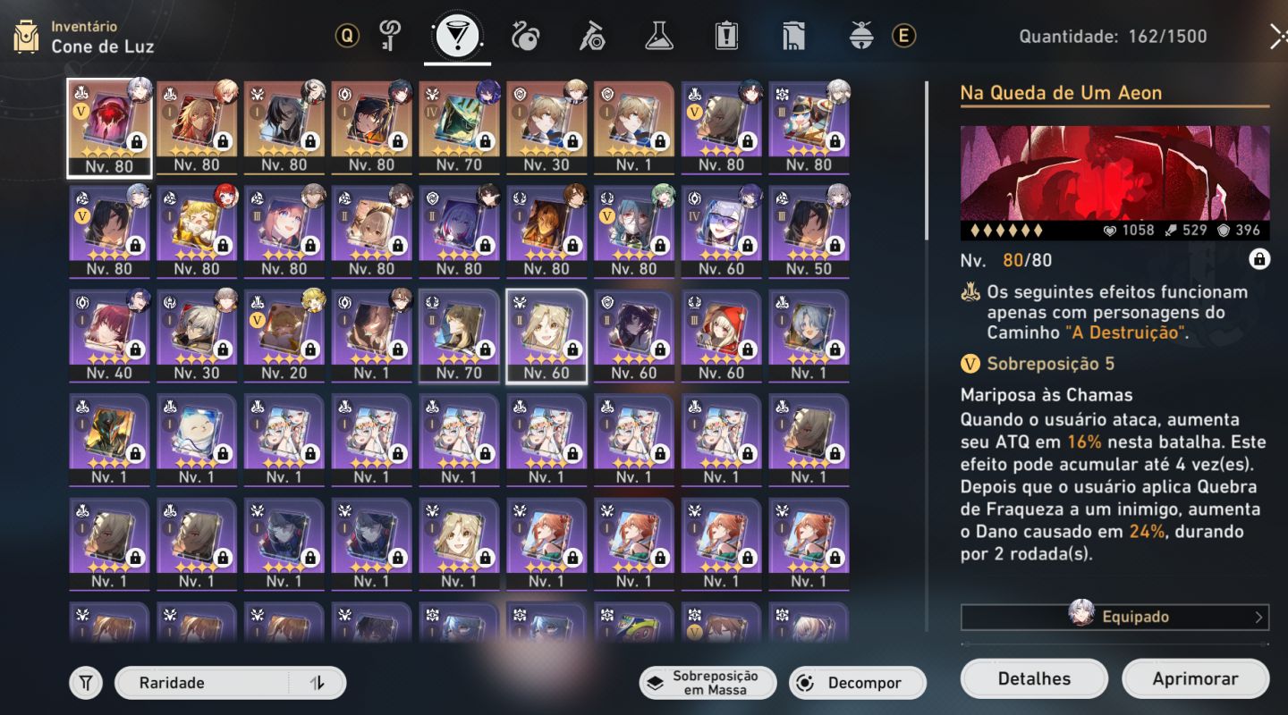 Conta Genshin AR58 + HSR I 20 T5 e 11 Armas 5 estrelas no genshin e + no HSR