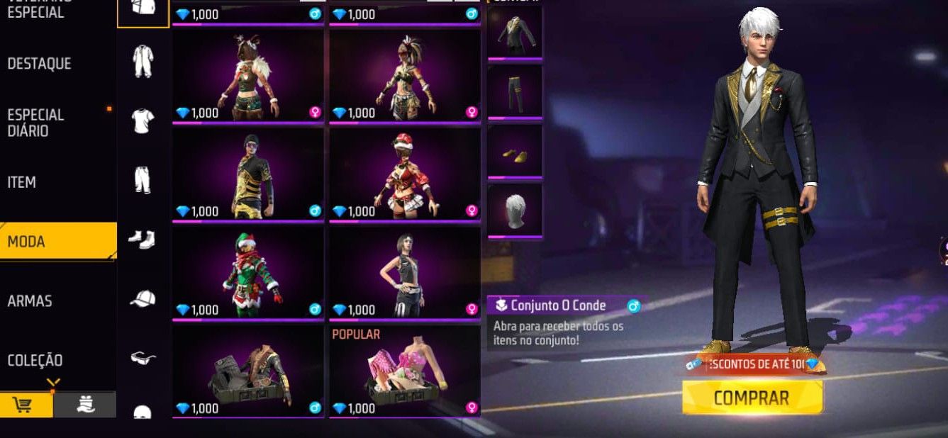 CONTA FF 6ANOS LVL 69 ANGELICAL DOURADA ASSASSIN'S CREED 115 MODAS 304 VEÍCULOS