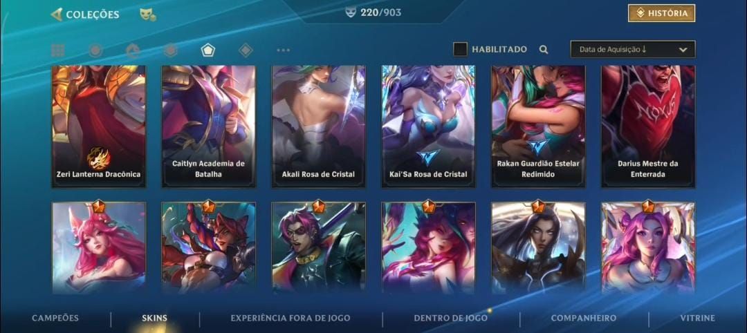 Conta top 92 adc servidor, com 220 Skins
