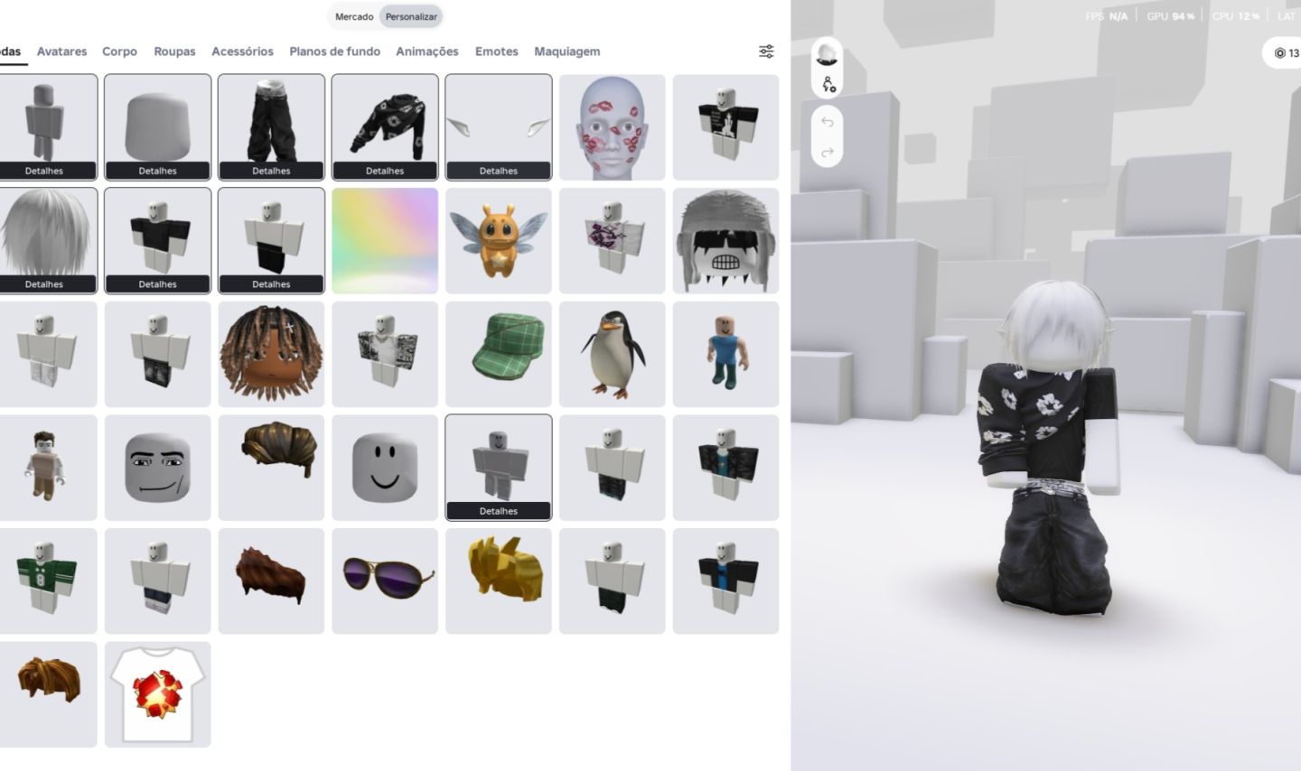 Conta de roblox com skins e forte em diversos jogos microfone 18 anos mt top