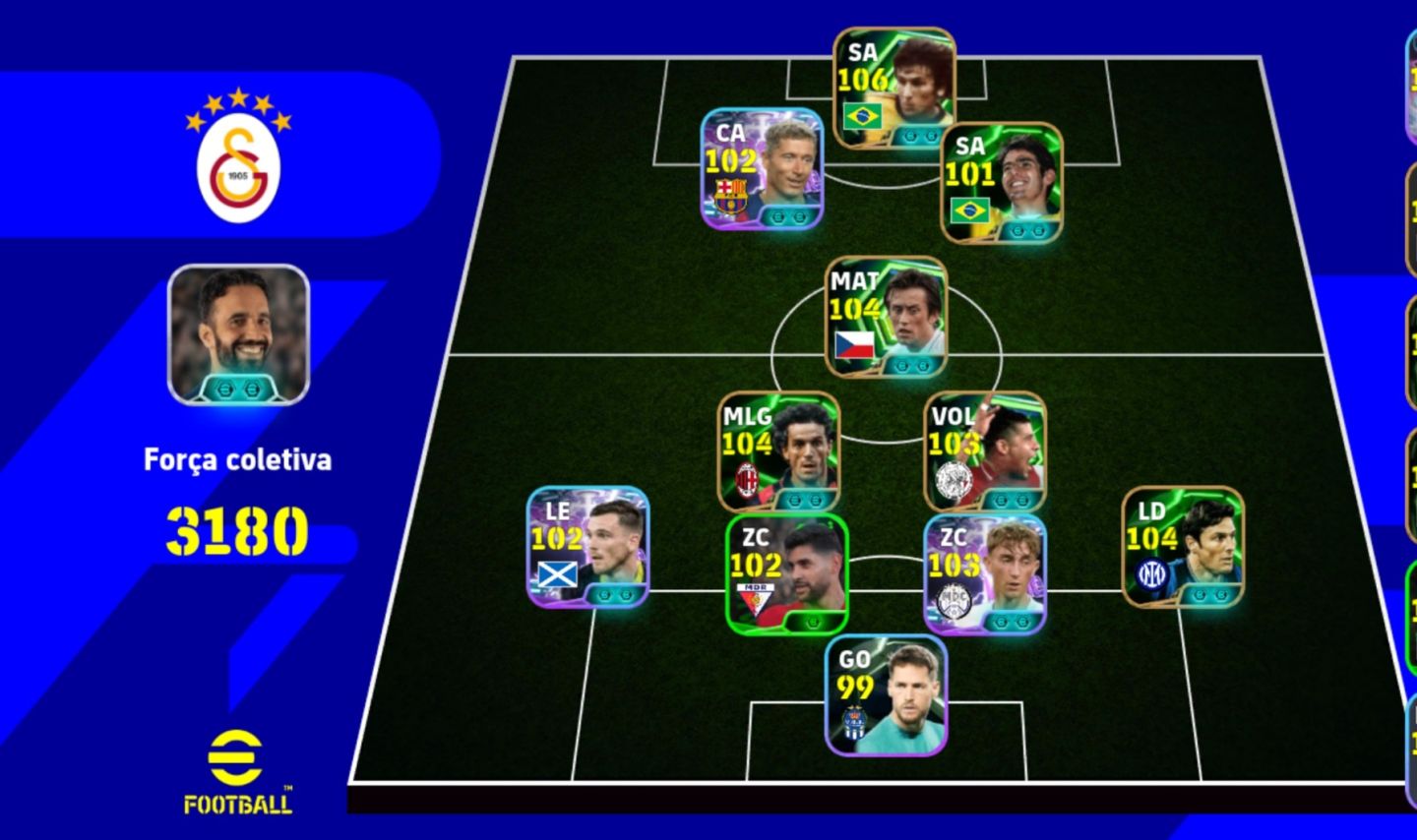 Conta Efootball! 3180 de Força Coletiva + Craques 106/104/103