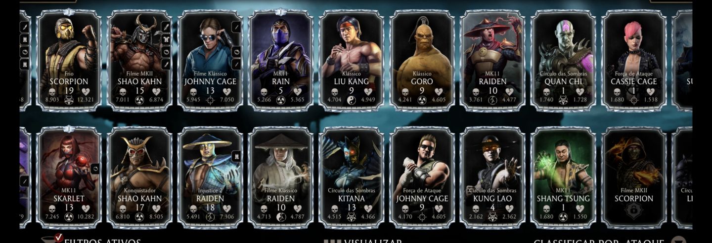 Conta com várias cartas diamantes raras MORTAL KOMBAT MOBILE