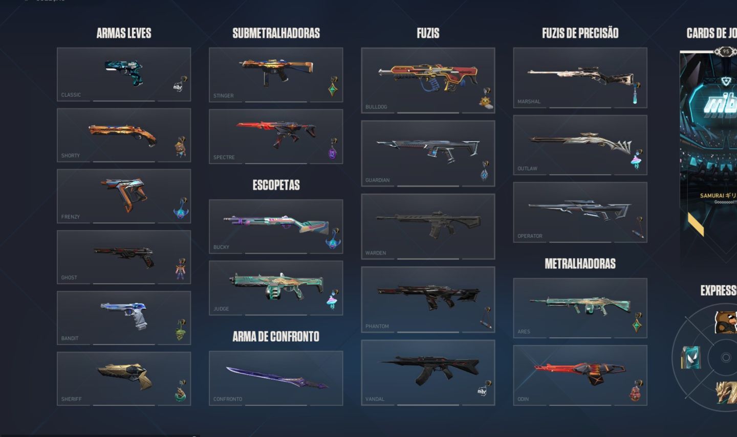 Conta Valorant Full Acesso 64 Skins, Faca Kuronami, Espada Oni e Muito Mais
