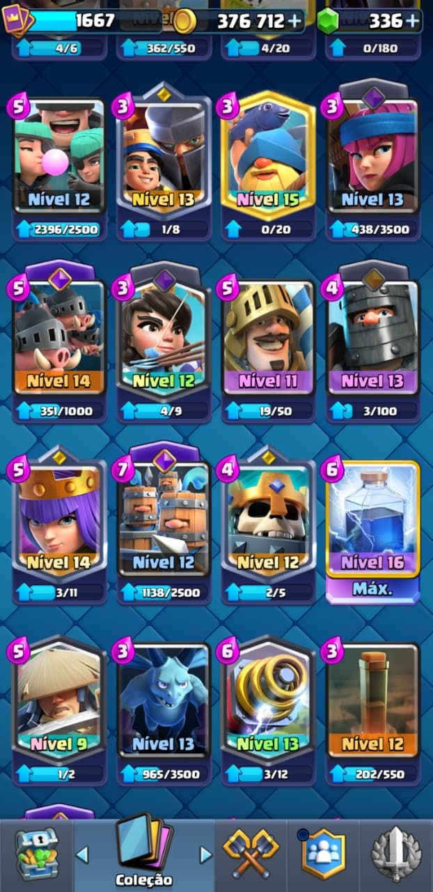 CLASH ROYALE - REI 15 MAX - 14 EVO - 376K OURO - 13K DE TROFÉUS