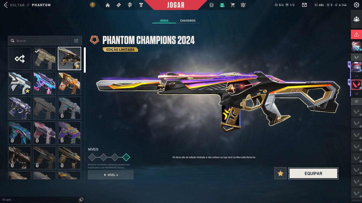 Conta Valorant mais de 2.4k gastos Com Faca RGX phantom champions 2024 e muito +