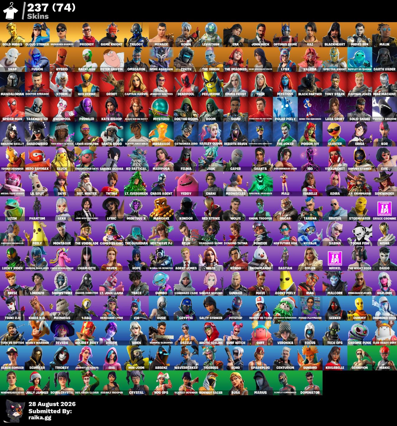 CONTA FORTNITE 237 SKINS | 274 PICARETAS | MUITAS RARIDADES