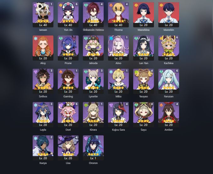 AR 60 | +30 Personagens 5 estrela, constelações e armas assinaturas