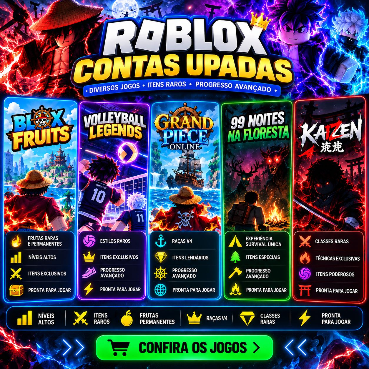 CONTAS ROBLOX INSANAS | BLOX FRUITS 30M | VBL OG | GPO | V4 FULL | PERMANENTES